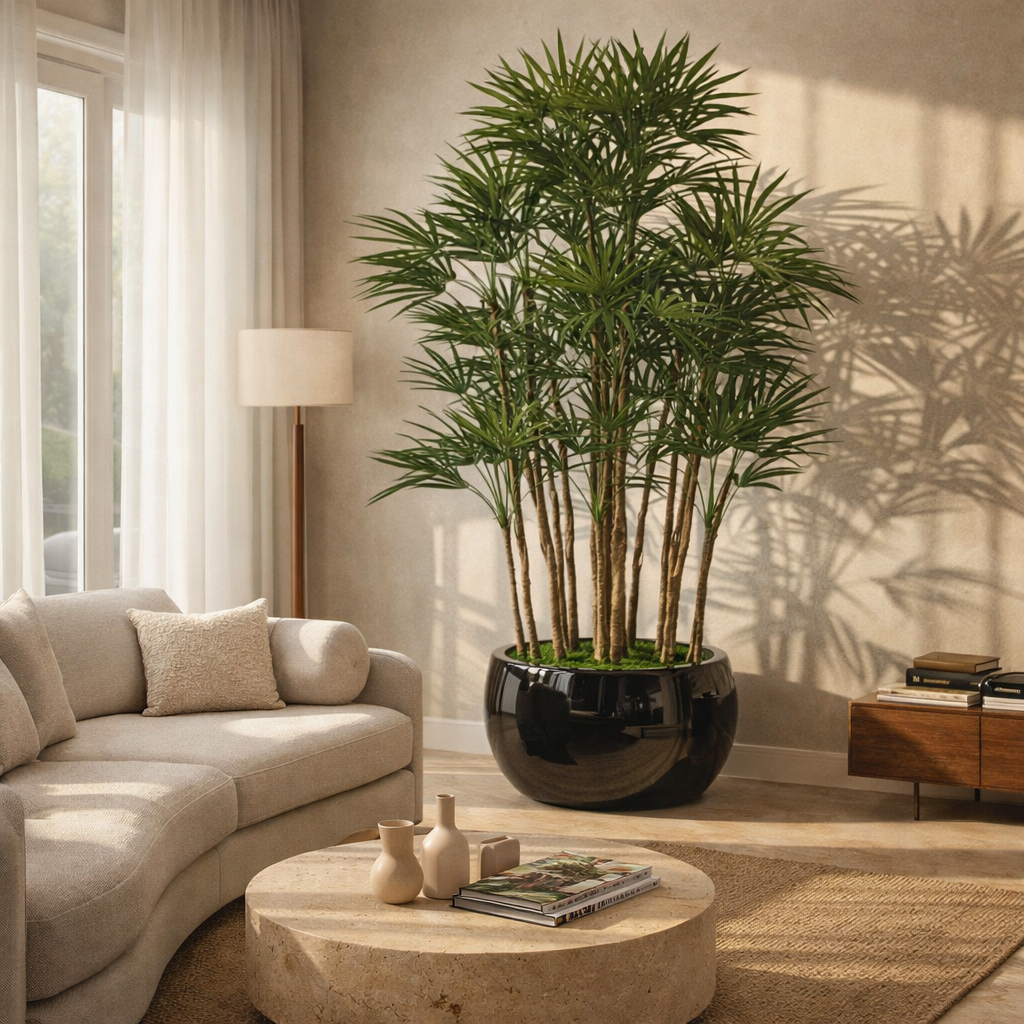 Lady Palm Escultural no Vaso Terragona Preto